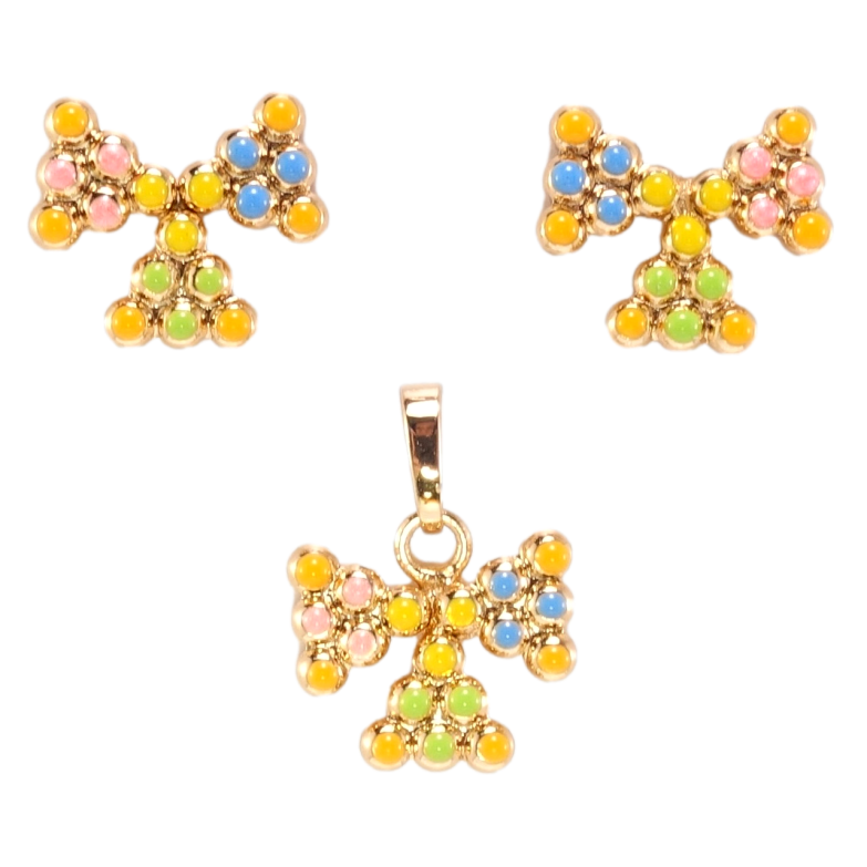 Набір Xuping Позолота 18K Сережки Кулон Декоративні бантики з кольоровою емаллю фото №1