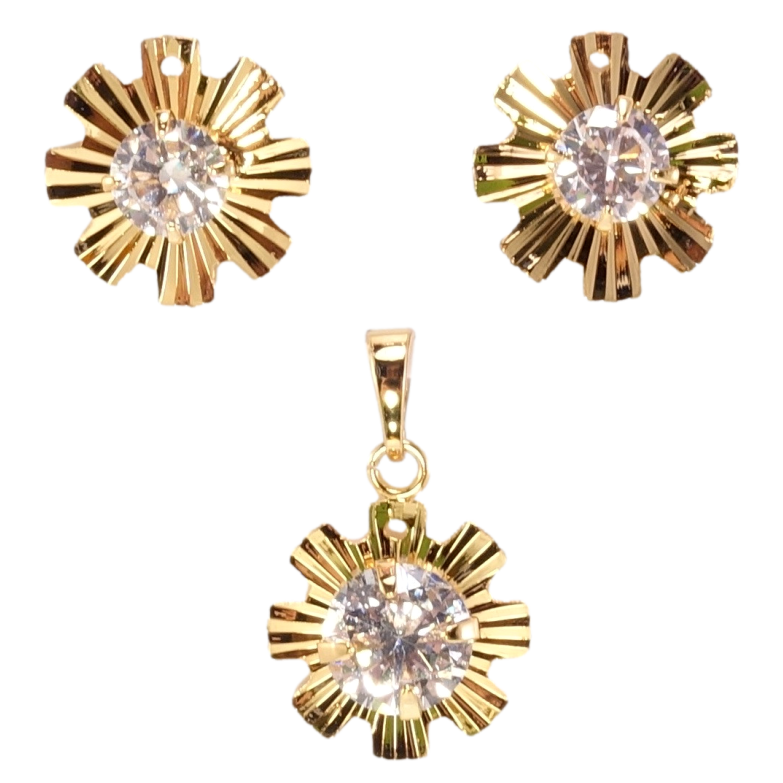 Набір Xuping Позолота 18K Сережки Кулон Декоративні квіточки з цирконієм ø 14мм фото №1 Набір Xuping Позолота 18K Сережки Кулон Декоративні квіточки з цирконієм ø 14мм фото №1