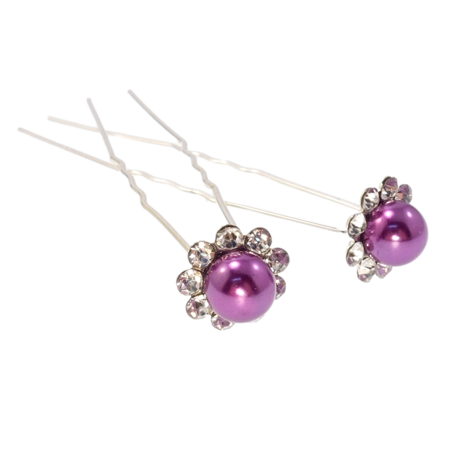 Шпилька для волосся Фіолетова квітка в обрамленні страз ø 13мм (ціна за одну штуку) фото №1 Шпилька для волосся Фіолетова квітка в обрамленні страз ø 13мм (ціна за одну штуку) фото №1