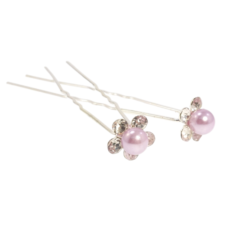 Шпилька для волос Сиреневый цветок со стразами ø 10мм (цена за одну штуку) фото №1