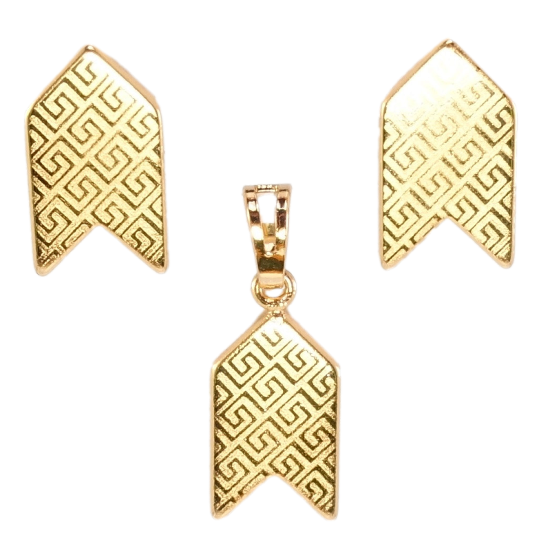 Набір Xuping Позолота 18K Сережки Кулон Стрілки з меандровим візерунком напиленням фото №1