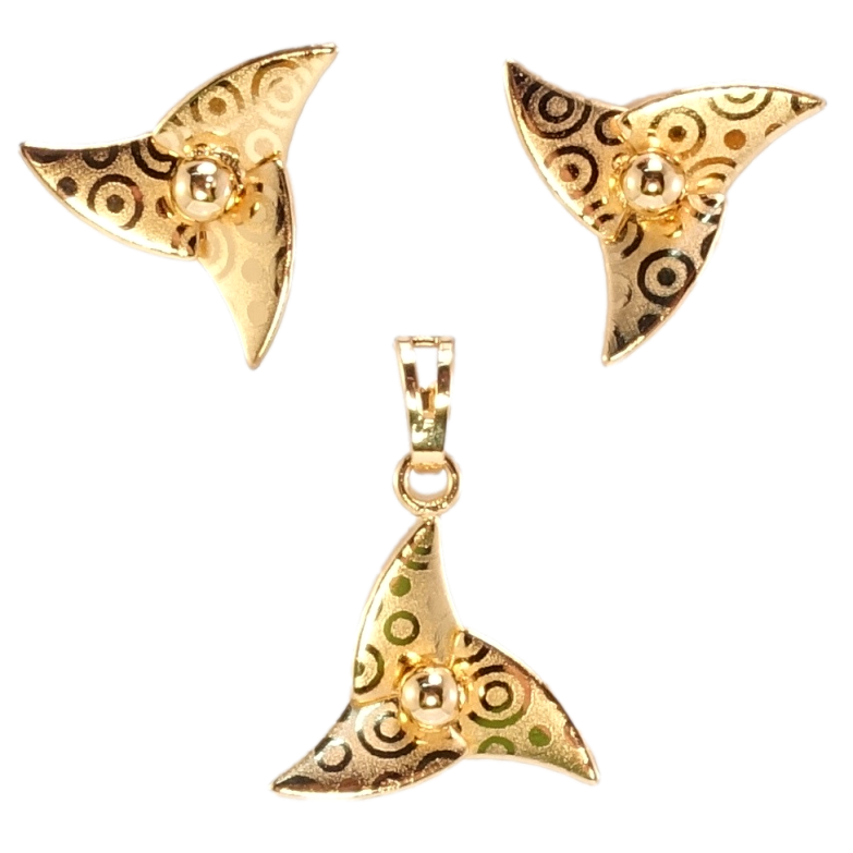 Набор Xuping Позолота 18K Серьги Кулон Ветряки с узором напылением фото №1 Набор Xuping Позолота 18K Серьги Кулон Ветряки с узором напылением фото №1