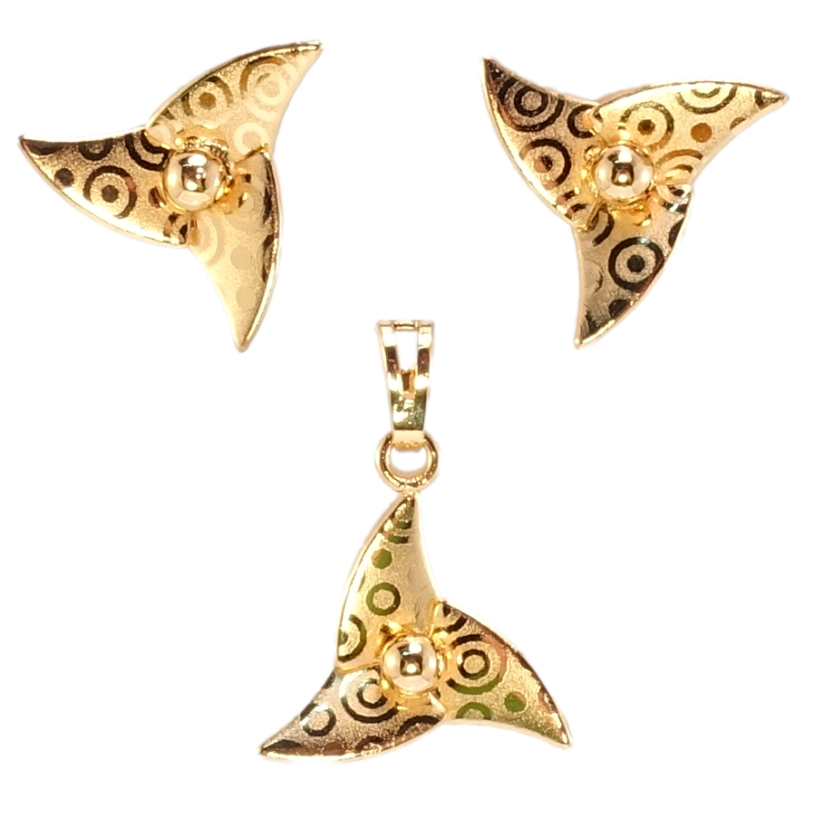 Набор Xuping Позолота 18K Серьги Кулон Ветряки с узором напылением фото №1 Набор Xuping Позолота 18K Серьги Кулон Ветряки с узором напылением фото №1