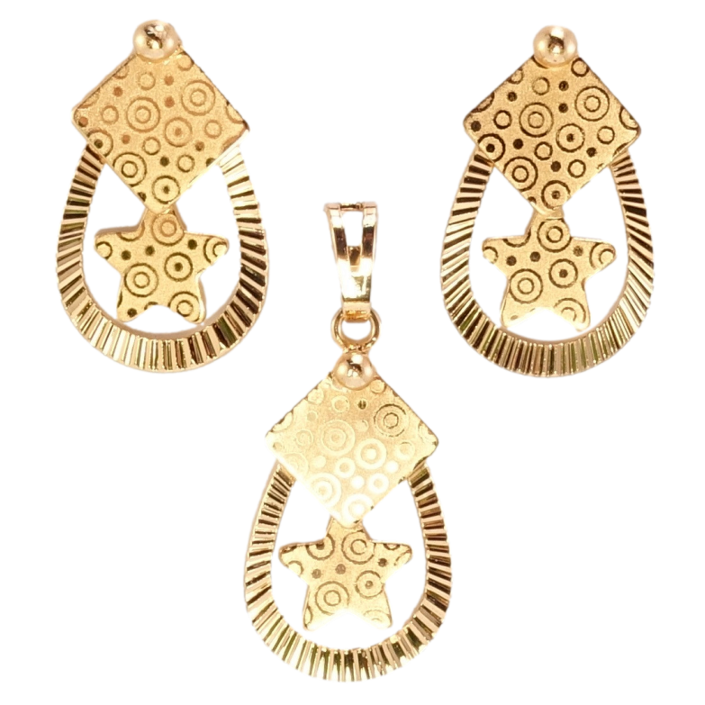 Набір Xuping Позолота 18K Сережки Кулон Декоративні з візерунком напиленням фото №1 Набір Xuping Позолота 18K Сережки Кулон Декоративні з візерунком напиленням фото №1