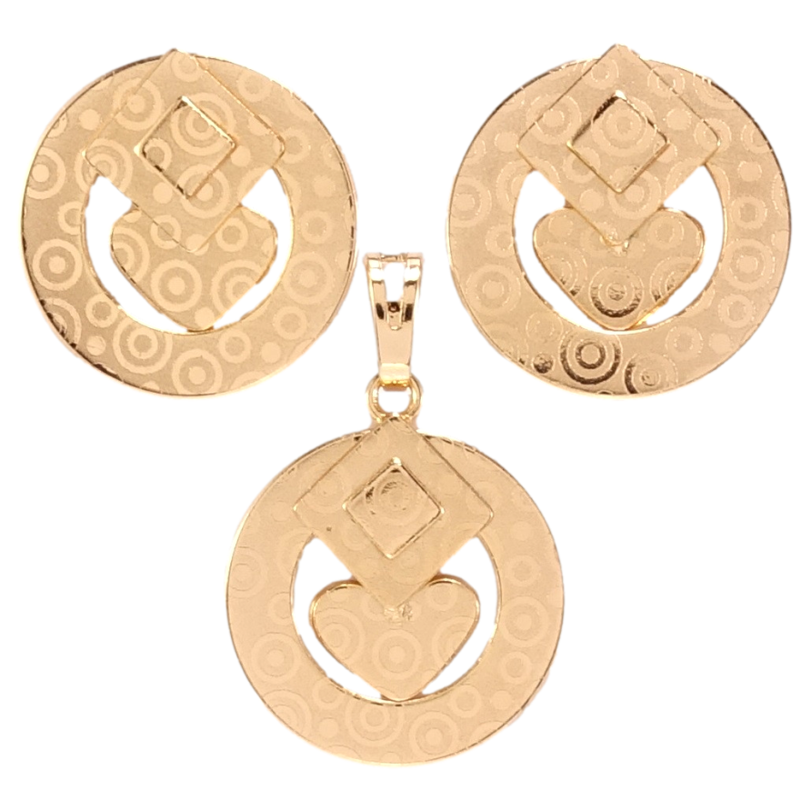 Набор Xuping Позолота 18K Серьги Кулон Декоративные кольца с узором напылением фото №1 Набор Xuping Позолота 18K Серьги Кулон Декоративные кольца с узором напылением фото №1