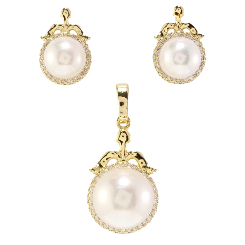 Набор Xuping Позолота 14K Серьги Кулон Жемчужины в обрамлении циркония фото №1