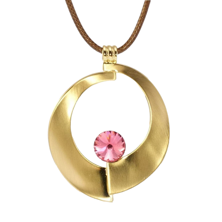 Підвіска на шнурку Xuping Позолота 14K Декоративне коло з рожевим кристалом довжина 41-47см х 3мм фото №11 Підвіска на шнурку Xuping Позолота 14K Декоративне коло з рожевим кристалом довжина 41-47см х 3мм фото №11