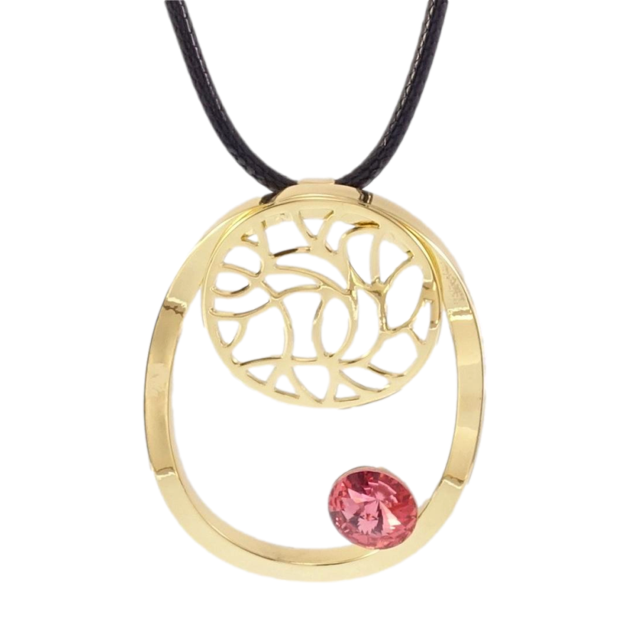 Подвеска на шнурке Xuping Позолота 14K Декоративное кольцо с розовым кристаллом длина 43-49см х 3мм фото №1