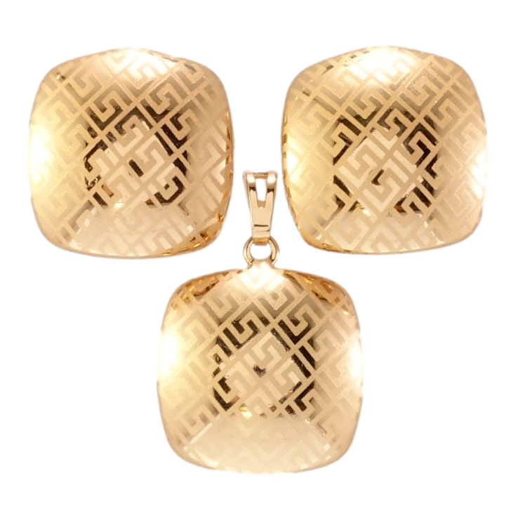 Набір Xuping Позолота 18K Сережки Кулон Меандровий орнамент напиленням 19х19мм фото №14