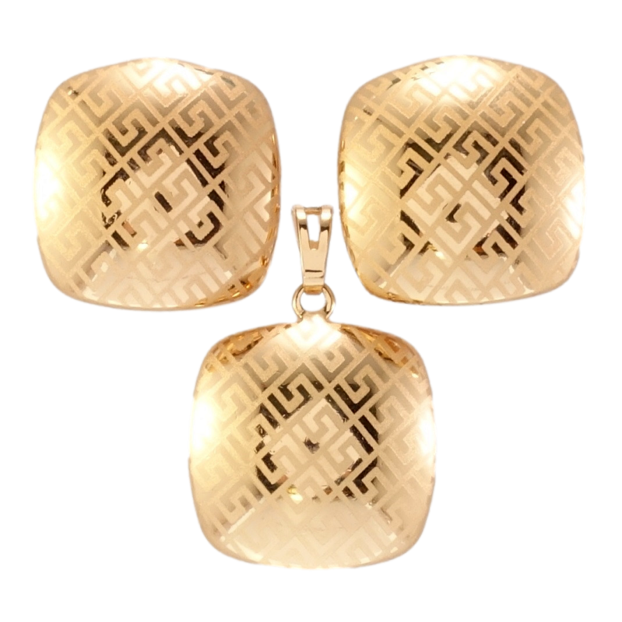 Набір Xuping Позолота 18K Сережки Кулон Меандровий орнамент напиленням 19х19мм фото №1
