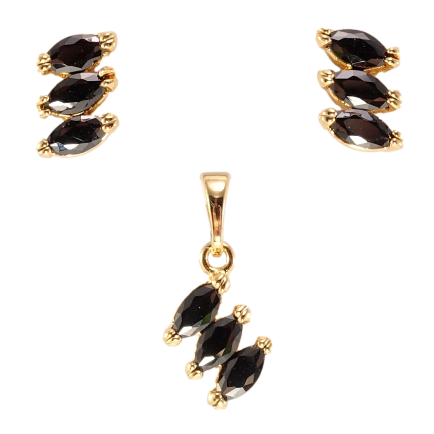 Набор Xuping Позолота 18K Серьги Кулон Три черных кристалла в огранке Маркиз фото №1 Набор Xuping Позолота 18K Серьги Кулон Три черных кристалла в огранке Маркиз фото №1