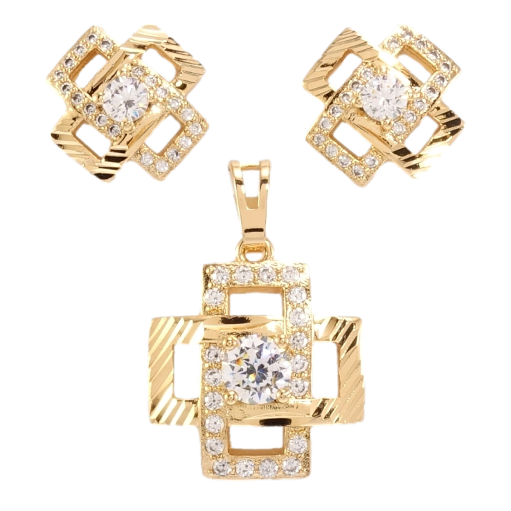 Набір Xuping Позолота 18K Сережки Кулон Декоративні хрести з цирконієм фото №8