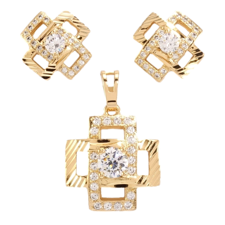 Набір Xuping Позолота 18K Сережки Кулон Декоративні хрести з цирконієм фото №1