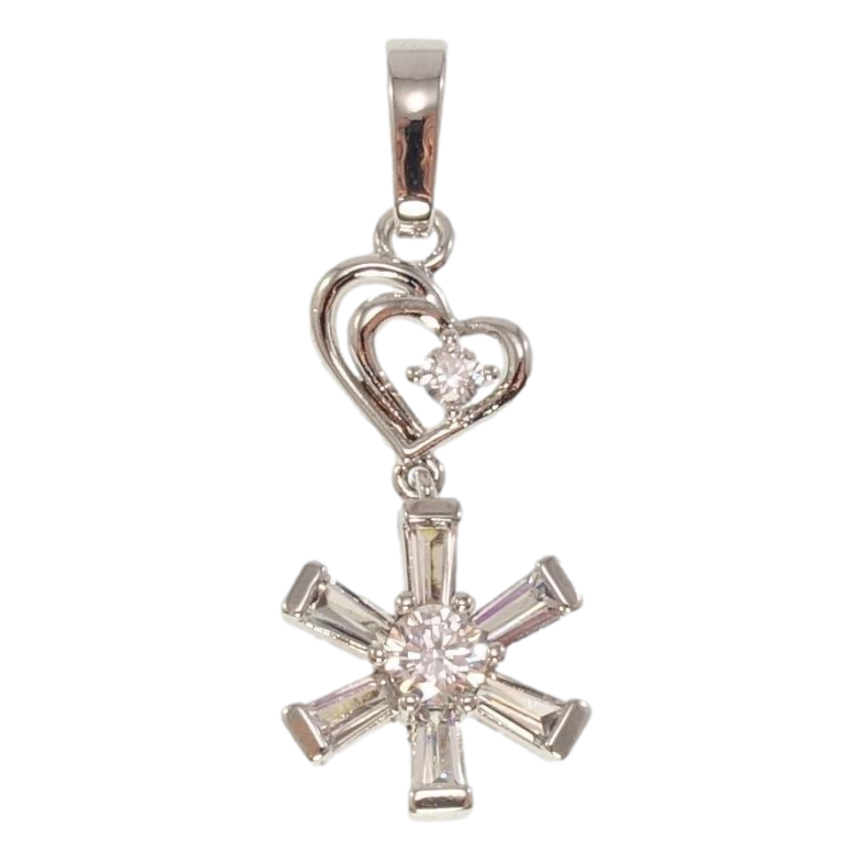Кулон Xuping Родий Сердечко с кристальной снежинкой фото №1