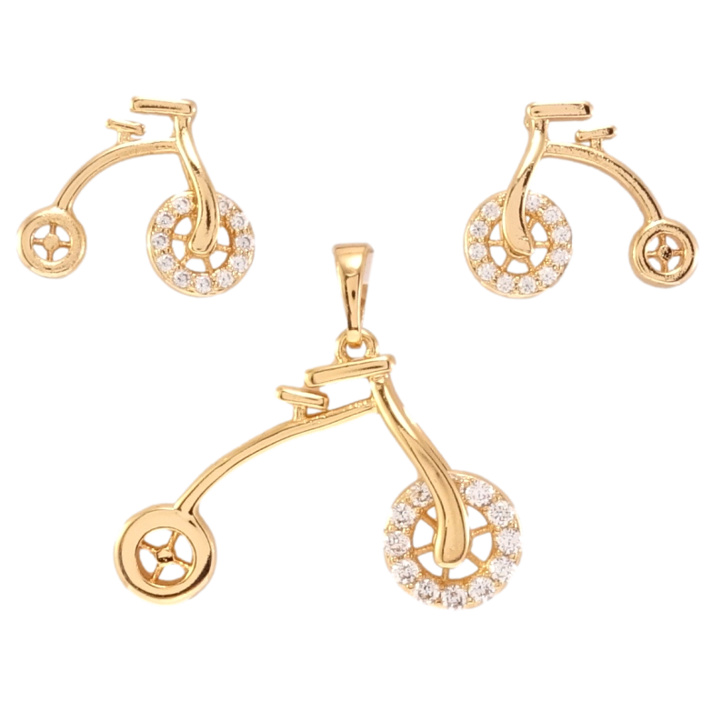 Набор Xuping Позолота 18K Серьги Кулон Велосипеды с цирконием фото №1 Набор Xuping Позолота 18K Серьги Кулон Велосипеды с цирконием фото №1