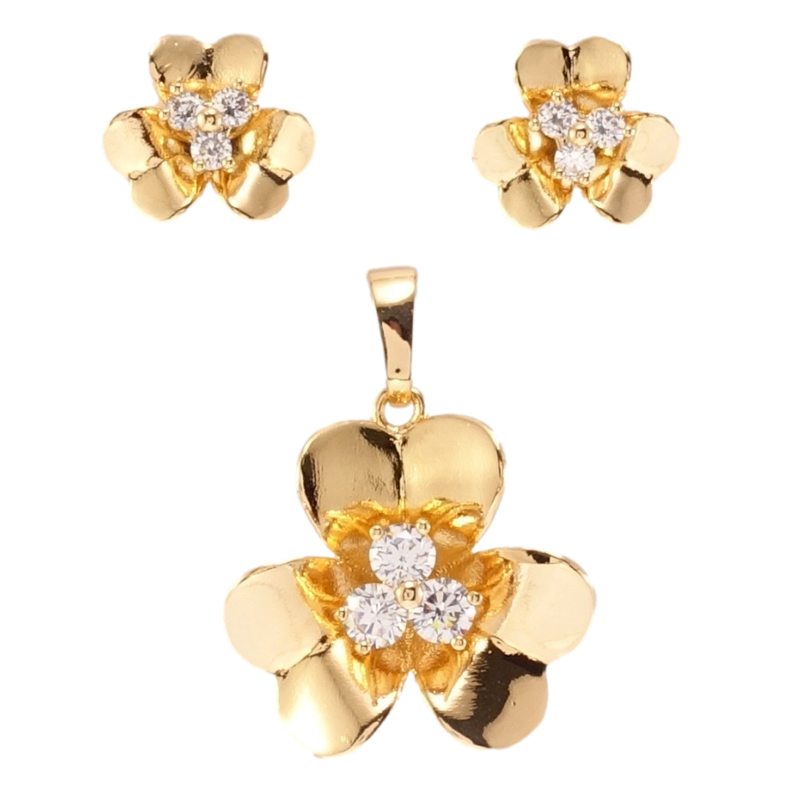 Набір Xuping Позолота 18K Сережки Кулон Квіточки з цирконієм фото №1