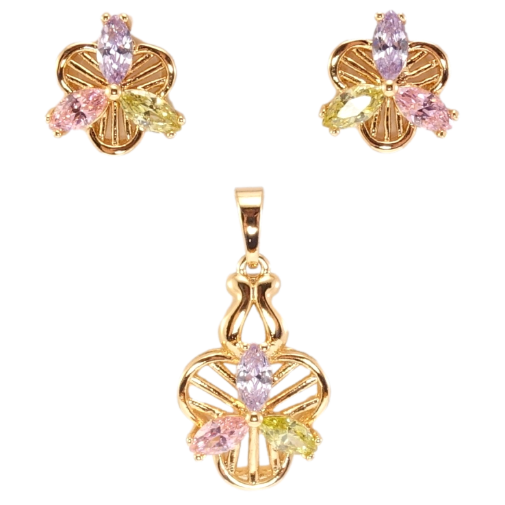 Набір Xuping Позолота 18K Сережки Кулон Декоративні кольорові квіточки фото №10