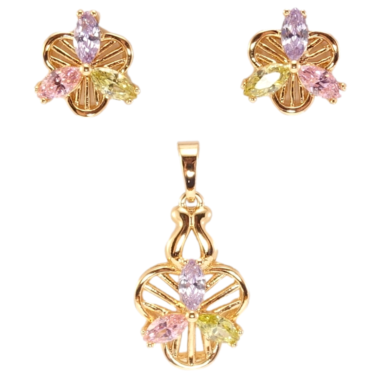 Набор Xuping Позолота 18K Серьги Кулон Декоративные цветные цветочки фото №1 Набор Xuping Позолота 18K Серьги Кулон Декоративные цветные цветочки фото №1