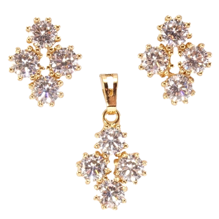 Набір Xuping Позолота 18K Сережки Кулон Чотири кристали фото №6