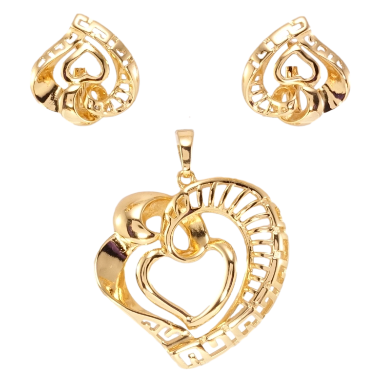 Набір Xuping Позолота 18K Сережки Кулон Декоративні серця фото №1