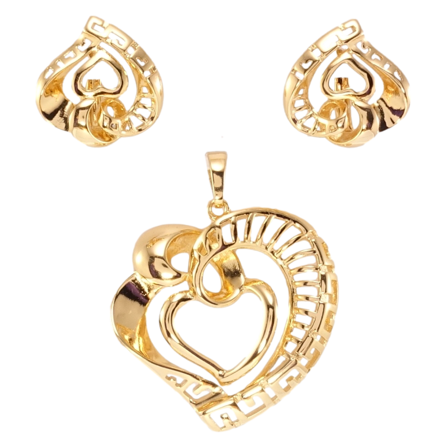 Набір Xuping Позолота 18K Сережки Кулон Декоративні серця фото №1