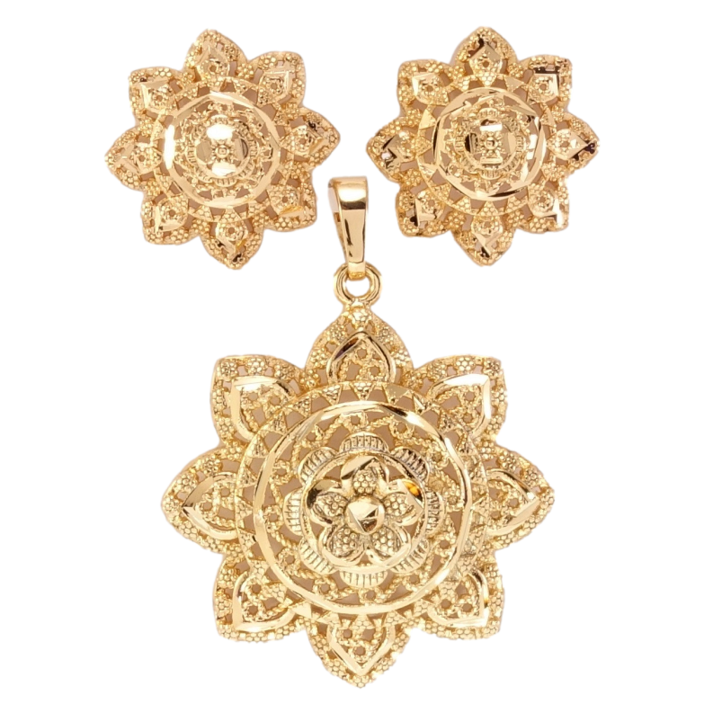 Набір Xuping Позолота 18K Сережки Кулон Ажурні квіточки фото №1 Набір Xuping Позолота 18K Сережки Кулон Ажурні квіточки фото №1
