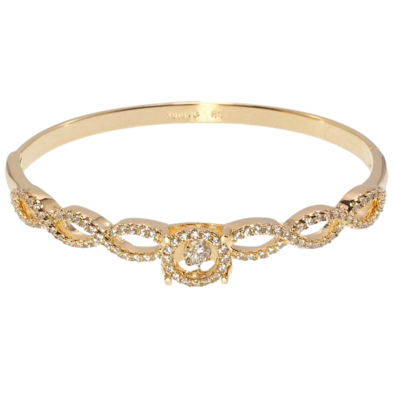 Браслет Xuping Позолота 18K Изящное сплетение дорожек цирконием с Танцующим кристаллом ø 5,7см фото №1