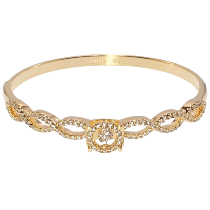 Браслет Xuping Позолота 18K Витонче сплетіння доріжок цирконієм з Танцюючим кристалом ø 5,7см фото №1 Браслет Xuping Позолота 18K Витонче сплетіння доріжок цирконієм з Танцюючим кристалом ø 5,7см фото №1