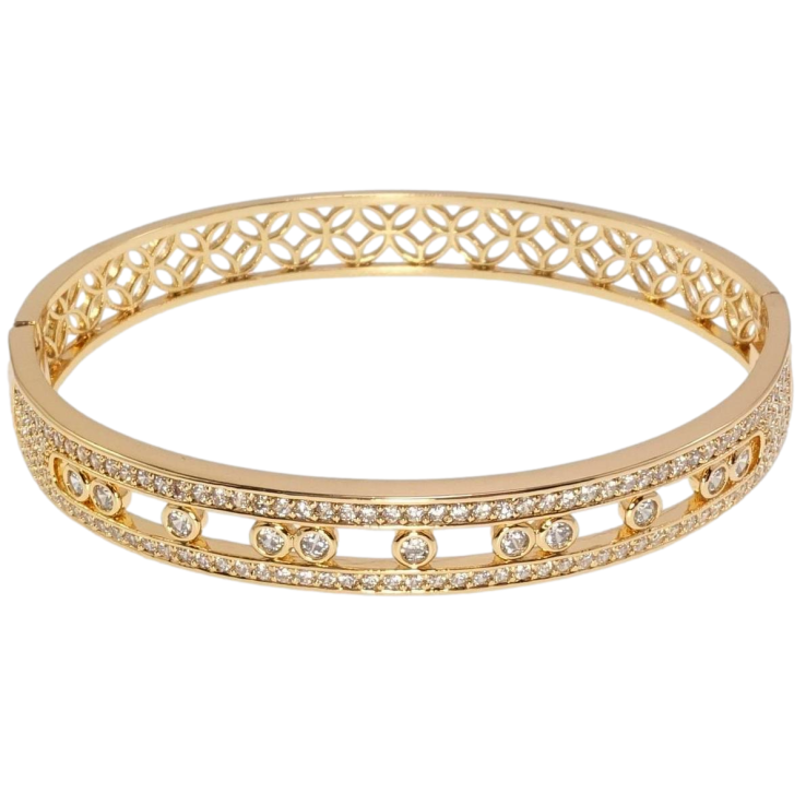 Браслет Xuping Позолота 18K Дорожки циркония с вставками кристаллов ø 6см фото №5