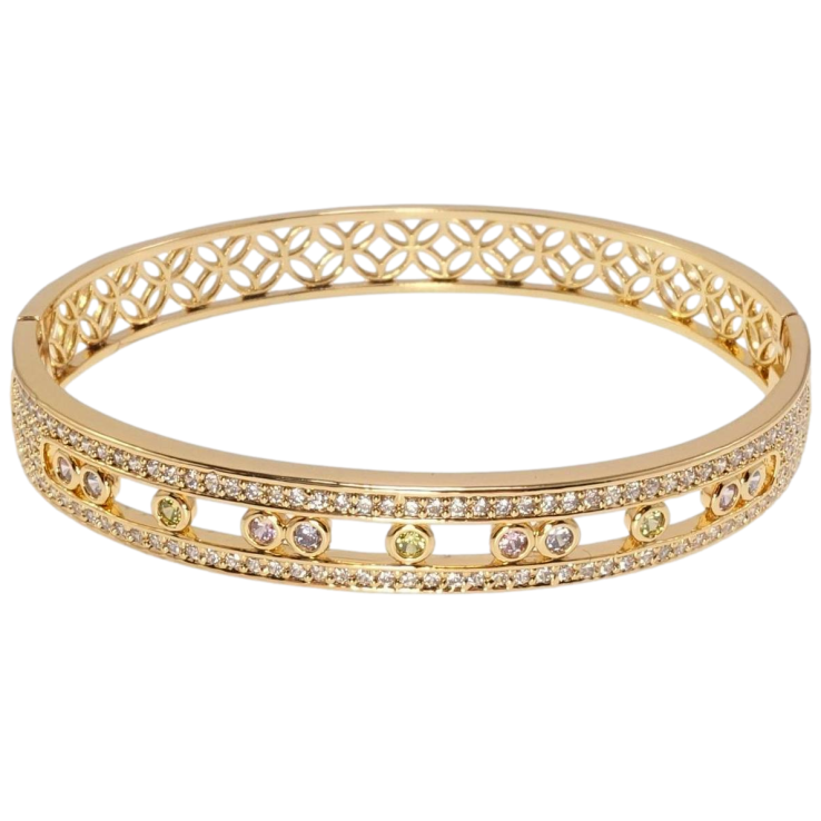 Браслет Xuping Позолота 18K Дорожки циркония с вставками цветных кристаллов ø 6см фото №19