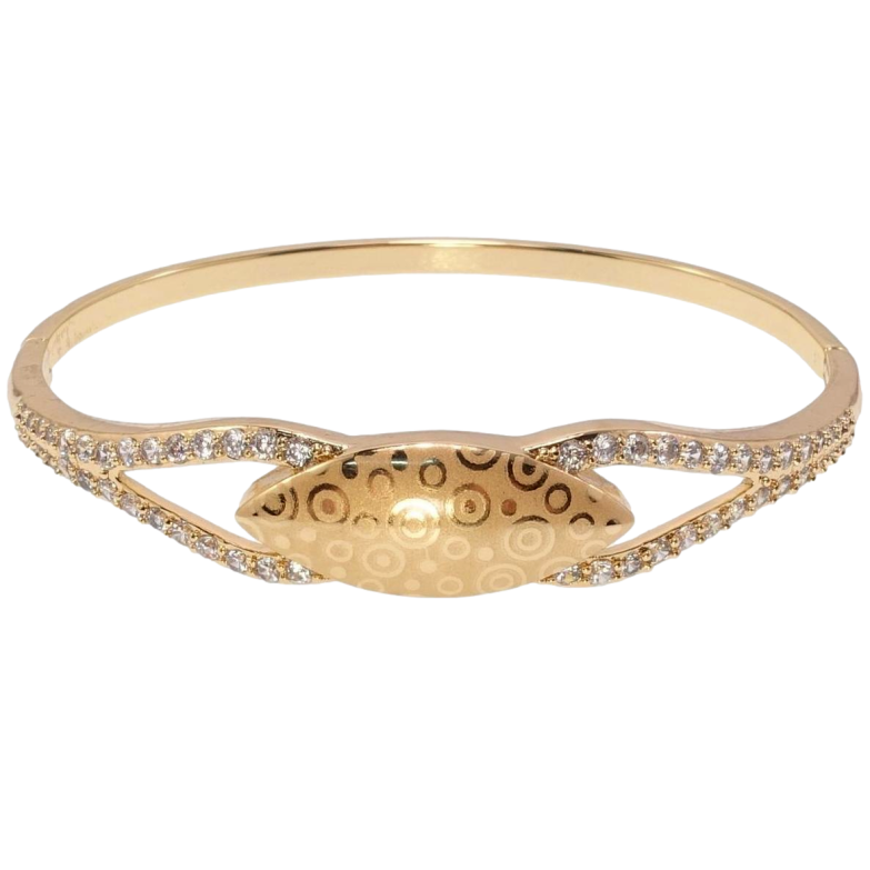 Браслет Xuping Позолота 18K Петелі з цирконієм та вставка з орнаментом напиленням ø 6см фото №1