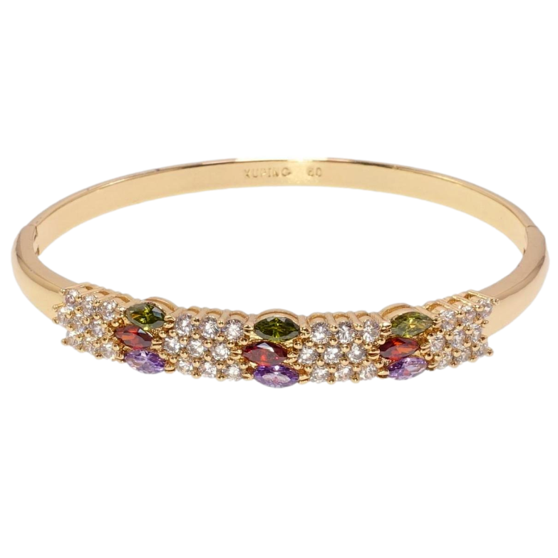 Браслет Xuping Позолота 18K Інкрустація цирконієм з кольоровими кристалами ø 5,8см фото №1