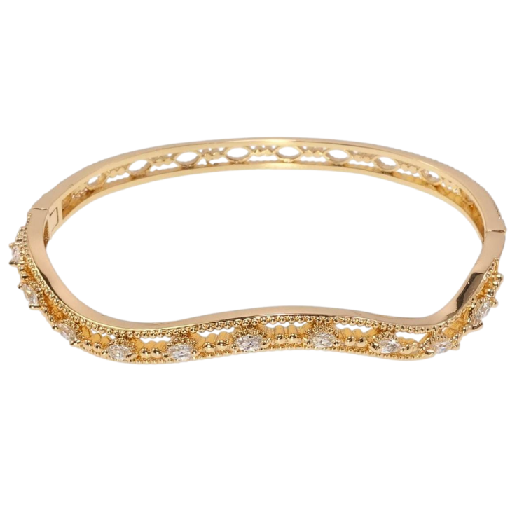 Браслет Xuping Позолота 18K Волна с вставками циркония ø 5,7см фото №18 Браслет Xuping Позолота 18K Волна с вставками циркония ø 5,7см фото №18