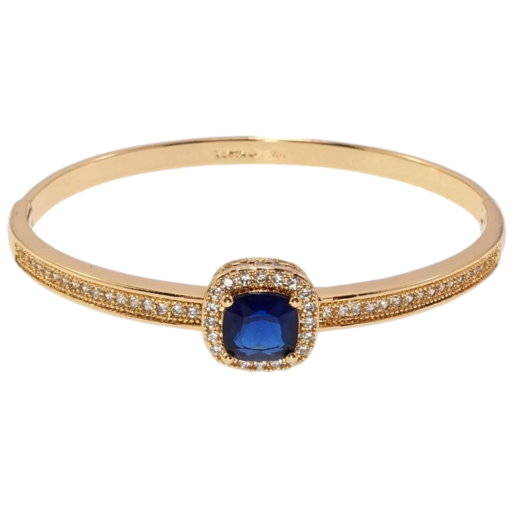 Браслет Xuping Позолота 18K Синій кристал в обрамленні цирконію ø 6см фото №4 Браслет Xuping Позолота 18K Синій кристал в обрамленні цирконію ø 6см фото №4