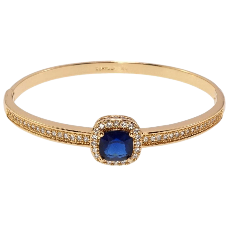 Браслет Xuping Позолота 18K Синий кристалл в обрамлении циркония ø 6см фото №1