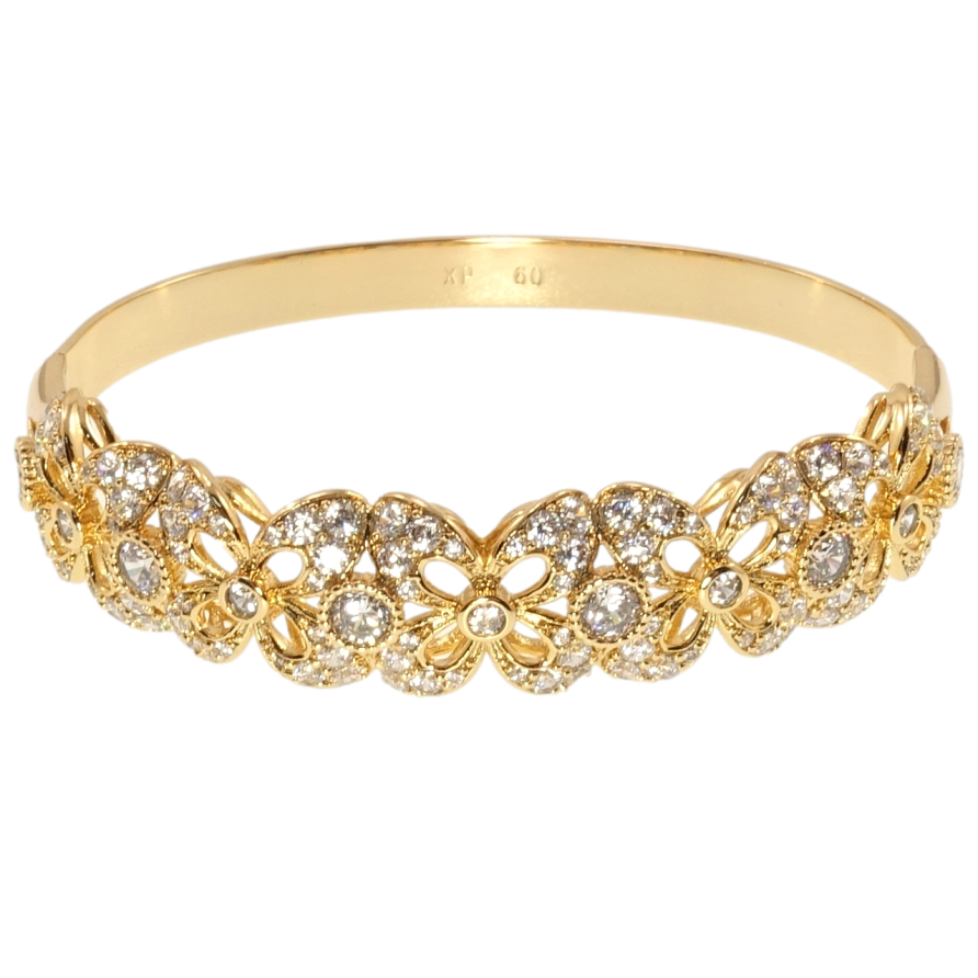 Браслет Xuping Позолота 18K Квітковий орнамент із цирконієм ø 6см фото №1 Браслет Xuping Позолота 18K Квітковий орнамент із цирконієм ø 6см фото №1