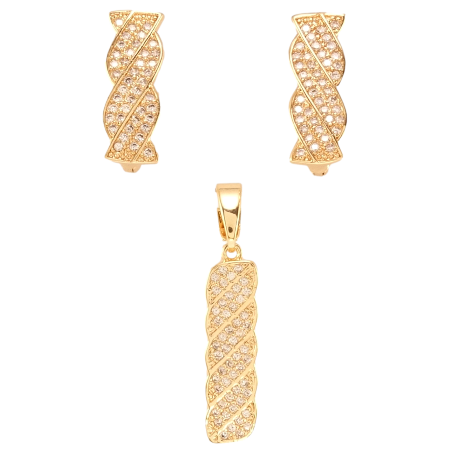 Набір Xuping M&L Колір 18K Сережки Кулон Косичка з цирконієм фото №1