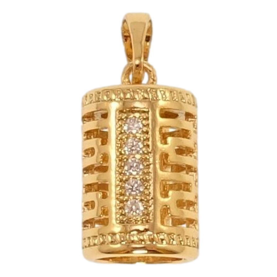 Кулон Xuping Позолота 18K Циліндр з різьбленим меандровим візерунком та доріжками цирконію фото №1