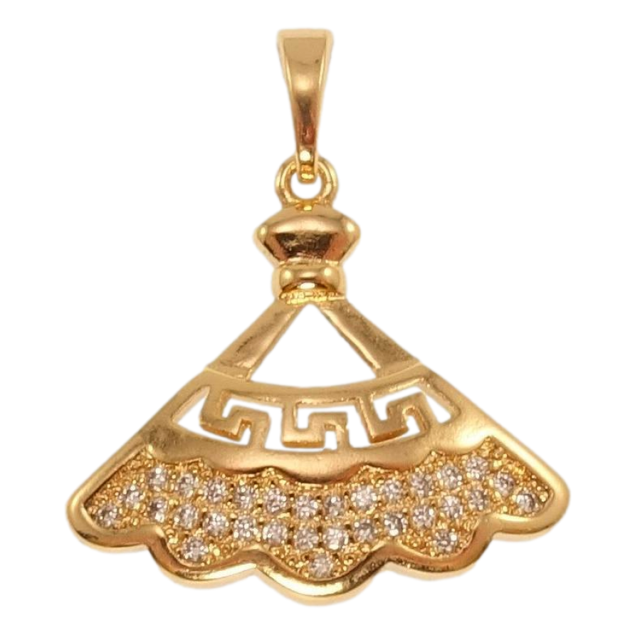 Кулон Xuping Позолота 18K Віяло меандровим орнаментом з цирконієм фото №1 Кулон Xuping Позолота 18K Віяло меандровим орнаментом з цирконієм фото №1