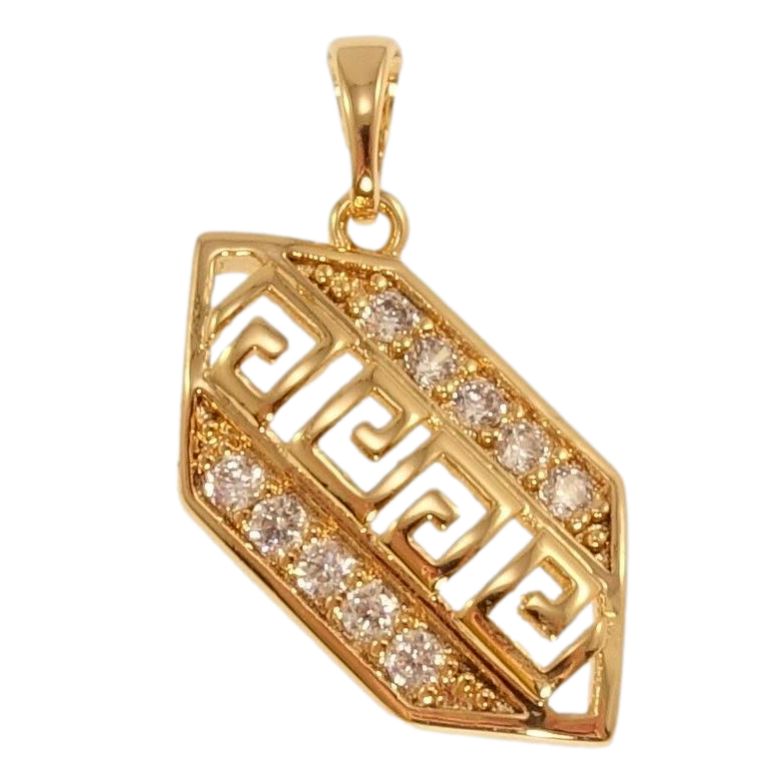 Кулон Xuping Позолота 18K Резной меандровый орнамент с цирконием фото №2