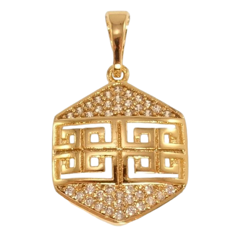 Кулон Xuping Позолота 18K Резной меандровый орнамент с цирконием фото №1