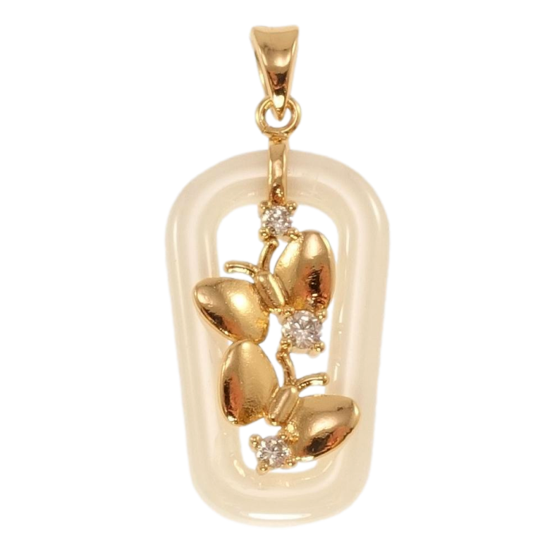 Кулон Xuping Позолота 18K Фигурная подвеска из белой керамики с бабочками фото №1 Кулон Xuping Позолота 18K Фигурная подвеска из белой керамики с бабочками фото №1
