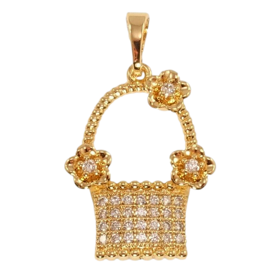 Кулон Xuping Позолота 18K Корзинка с цветочками и цирконием фото №1 Кулон Xuping Позолота 18K Корзинка с цветочками и цирконием фото №1