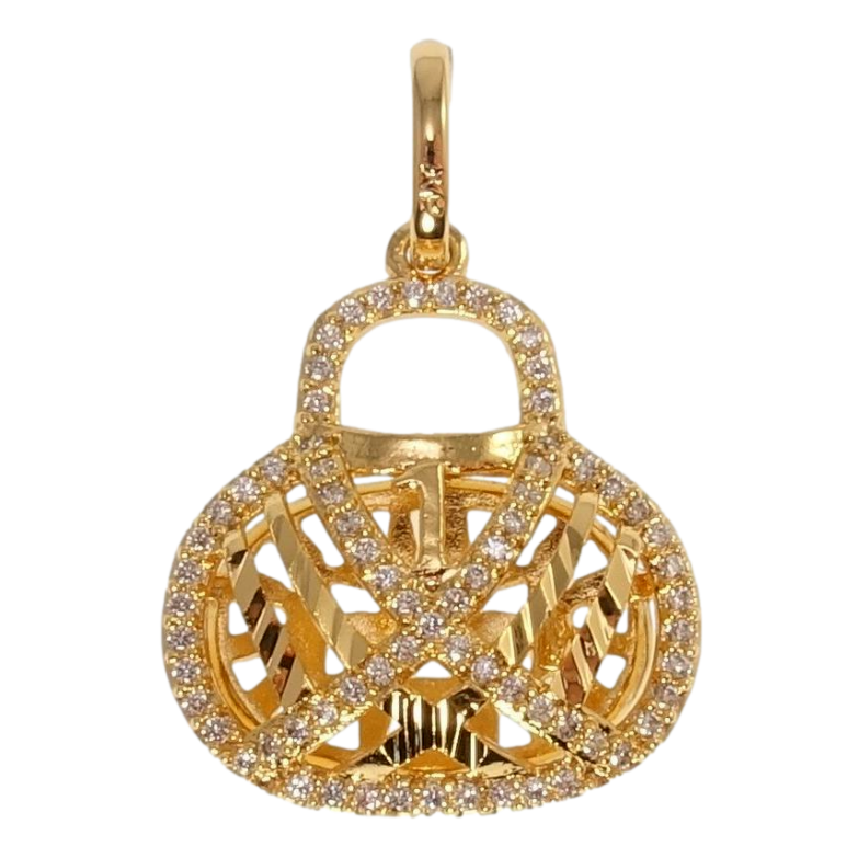 Кулон Xuping Позолота 18K Сумочка с резным узором и цирконием фото №1 Кулон Xuping Позолота 18K Сумочка с резным узором и цирконием фото №1