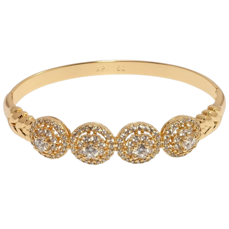 Браслет Xuping Позолота 18K Четыре круга с инкрустацией цирконием ø 6см фото №3 Браслет Xuping Позолота 18K Четыре круга с инкрустацией цирконием ø 6см фото №3