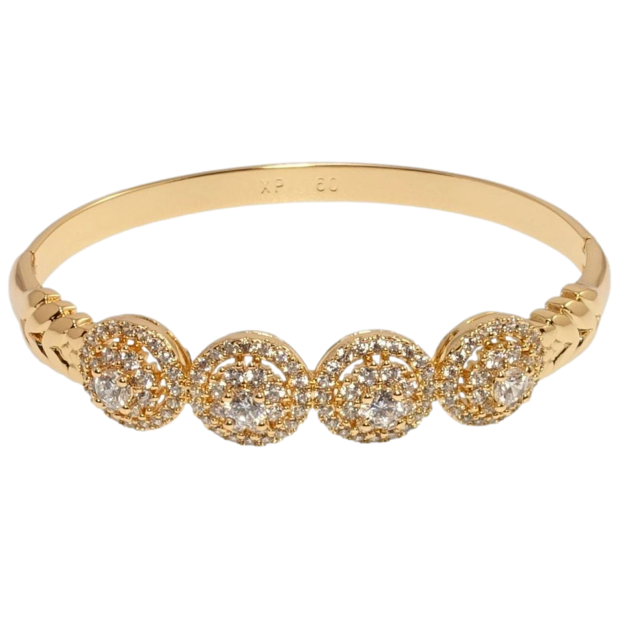 Браслет Xuping Позолота 18K Четыре круга с инкрустацией цирконием ø 6см фото №1