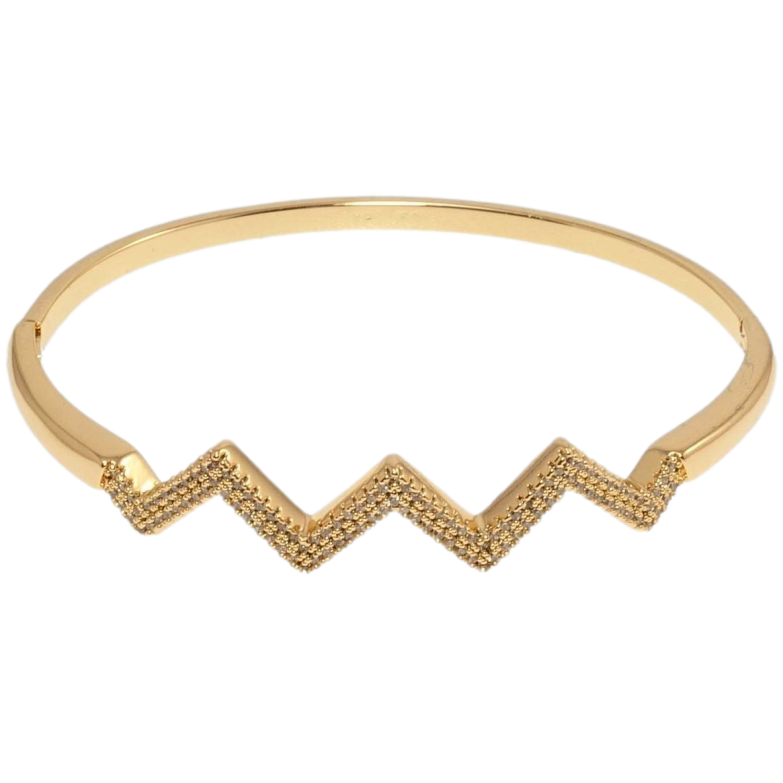 Браслет Xuping Позолота 18K Зигзагоподібна доріжка цирконію ø 6см фото №2 Браслет Xuping Позолота 18K Зигзагоподібна доріжка цирконію ø 6см фото №2