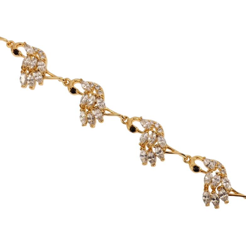 Браслет Xuping Позолота 18K Кристальная цапля длина с доп.замком 17.5,20.5см х 12мм фото №1