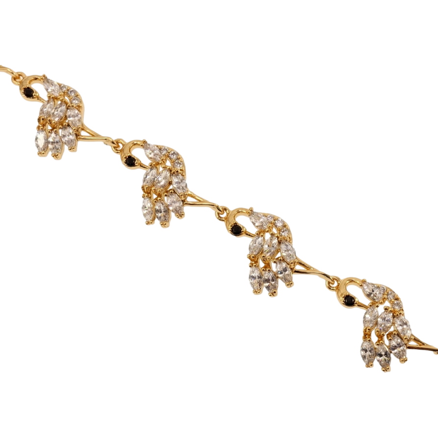 Браслет Xuping Позолота 18K Кристальная цапля длина с доп.замком 17.5,20.5см х 12мм фото №1