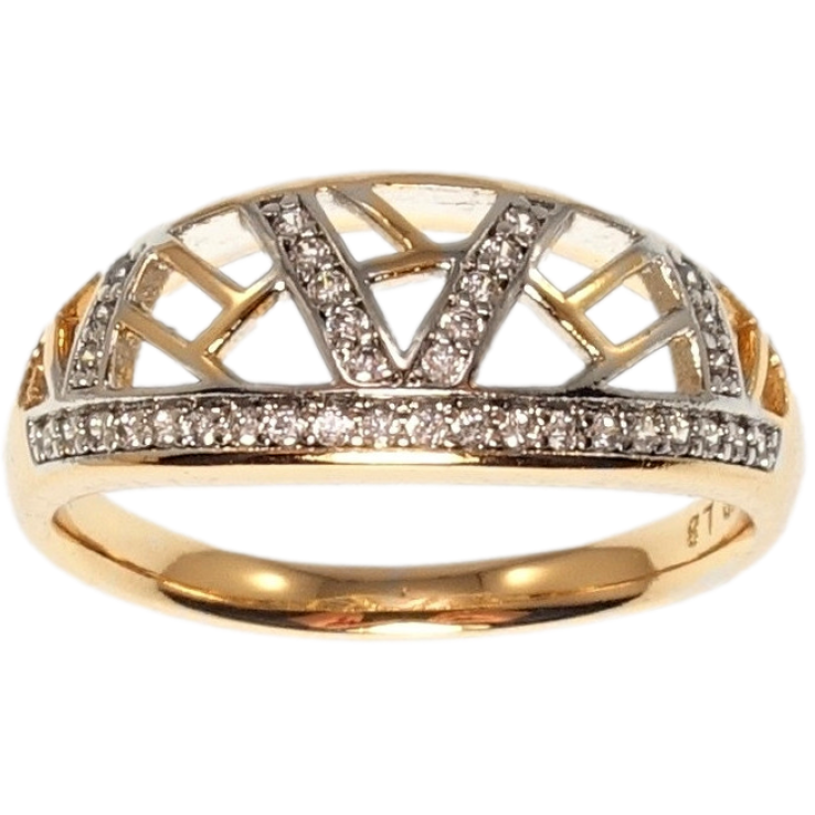 Каблучка Xuping Позолота+Родій Геометричний різьблений орнамент з цирконієм фото №14